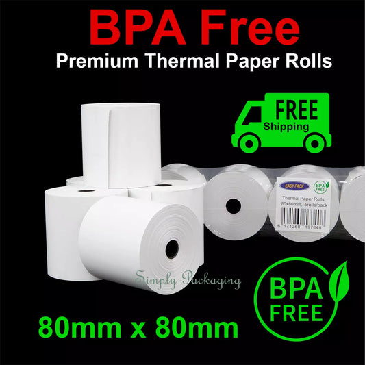 BPA Free (50 Rolls) Thermal Paper Rolls 80x80mm Cash Register