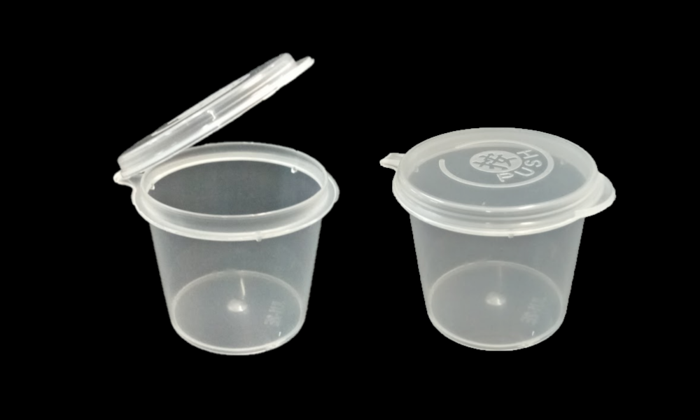 Plastic Sauce Container Higned Lid (1oz, 35ml, 2oz, 4oz)