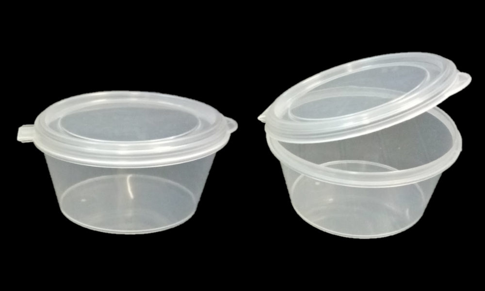 Plastic Sauce Container Higned Lid (1oz, 35ml, 2oz, 4oz)
